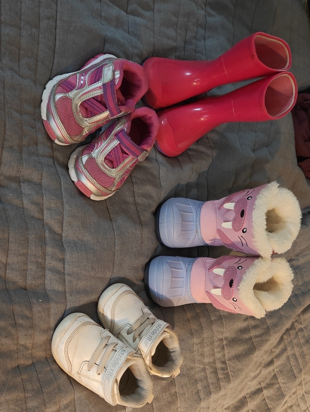 Toddler Girl Shoes Set: Rain Boots, Snow Boot, Casual Shoes Size 5
